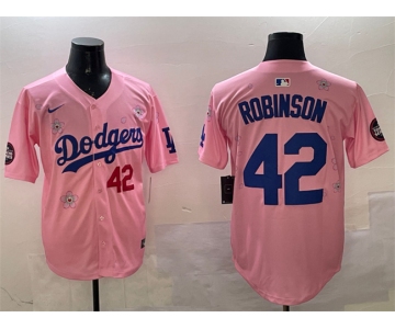 Men's Los Angeles Dodgers #42 Jackie Robinson Pink 2025 Tokyo Series Limited Stitched Baseball Jersey