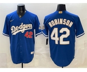 Men's Los Angeles Dodgers #42 Jackie Robinson Royal 2026 Alternate Gold Collection Stadium Stitched Baseball Jersey Men's Los Angeles Dodgers #42 Jackie Robinson Royal 2026 Alternate Gold Collection Stadium Stitched Baseball Jersey