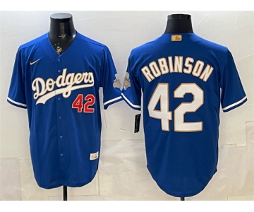 Men's Los Angeles Dodgers #42 Jackie Robinson Royal 2026 Alternate Gold Collection Stadium Stitched Baseball Jersey