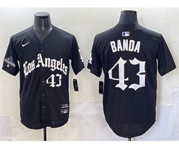 Men's Los Angeles Dodgers #43 Anthony Banda Black Mexico 2025 LA Gothic Style With 2024 World Series Champions Patch Vapor Premier Limited Stitched Basebal