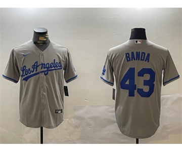 Men's Los Angeles Dodgers #43 Anthony Banda Grey Cool Base Stitched Baseball Jersey