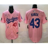 Men's Los Angeles Dodgers #43 Anthony Banda Pink 2025 Tokyo Series Limited Jersey