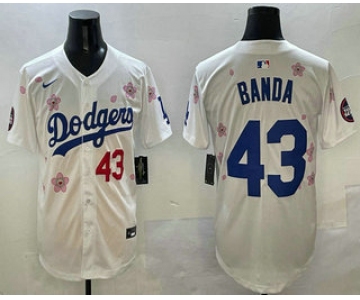 Men's Los Angeles Dodgers #43 Anthony Banda White 2025 Tokyo Series Limited Jersey