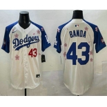 Men's Los Angeles Dodgers #43 Anthony Banda White Royal 2025 Tokyo Series Limited Stitched Jersey