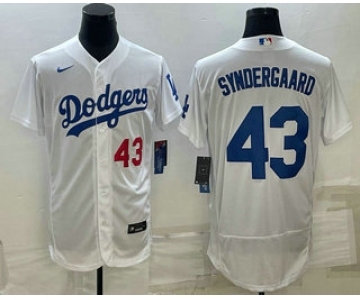 Men's Los Angeles Dodgers #43 Noah Syndergaard Number White Flex Base Stitched Baseball Jersey