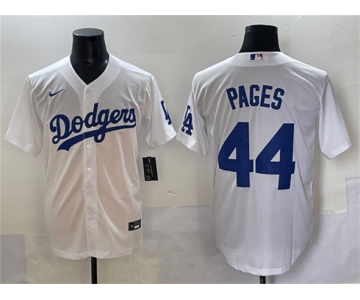 Men's Los Angeles Dodgers #44 Andy Pages White Cool Base Stitched Baseball Jersey