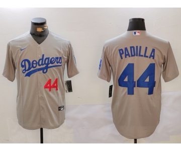 Men's Los Angeles Dodgers #44 Vicente Padilla Number Grey Cool Base Stitched Jersey