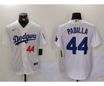 Men's Los Angeles Dodgers #44 Vicente Padilla Number White Cool Base Stitched Jersey