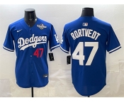 Men's Los Angeles Dodgers #47 Ben Rortvedt Royal 2025 World Series Patch Limited Stitched Baseball Jersey