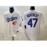 Men's Los Angeles Dodgers #47 Ben Rortvedt White Home Cool Base Stitched Baseball Jersey Men's Los Angeles Dodgers #47 Ben Rortvedt White Home Cool Base Stitched Baseball Jersey