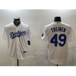 Men's Los Angeles Dodgers #49 Blake Treinen White Cool Base Stitched Baseball Jersey