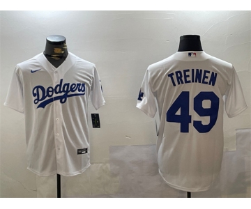 Men's Los Angeles Dodgers #49 Blake Treinen White Cool Base Stitched Baseball Jersey