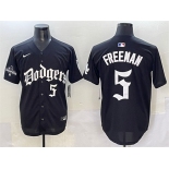 Men's Los Angeles Dodgers #5 Freddie Freeman Black 2025 LA Gothic Style With 2024 World Series Champions Patch Vapor Premier Limited Stitched Baseball Jers
