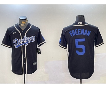 Men's Los Angeles Dodgers #5 Freddie Freeman Black Cool Base Jerseys