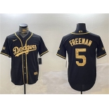 Men's Los Angeles Dodgers #5 Freddie Freeman Black Gold 2024 World Series Champions Limited Stitched Baseball Jersey