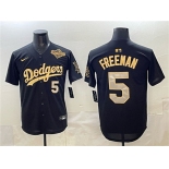 Men's Los Angeles Dodgers #5 Freddie Freeman Black Gold 2025 World Series Limited Stitched Baseball Jersey Men's Los Angeles Dodgers #5 Freddie Freeman Black Gold 2025 World Series Limited Stitched Baseball Jersey