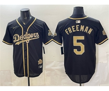 Men's Los Angeles Dodgers #5 Freddie Freeman Black Military Appreciation Game Day Stitched Baseball Jersey