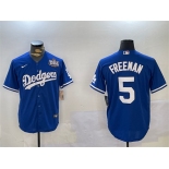 Men's Los Angeles Dodgers #5 Freddie Freeman Blue 2024 World Series Cool Base Stitched Baseball Jersey