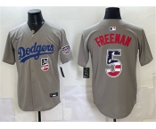 Men's Los Angeles Dodgers #5 Freddie Freeman Gray 250 Fourth of July Road Stitched Baseball Jersey Men's Los Angeles Dodgers #5 Freddie Freeman Gray 250 Fourth of July Road Stitched Baseball Jersey