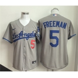 Men's Los Angeles Dodgers #5 Freddie Freeman Gray Cool Base Stitched Baseball Jersey Men's Los Angeles Dodgers #5 Freddie Freeman Gray Cool Base Stitched Baseball Jersey