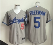 Men's Los Angeles Dodgers #5 Freddie Freeman Gray Cool Base Stitched Baseball Jersey Men's Los Angeles Dodgers #5 Freddie Freeman Gray Cool Base Stitched Baseball Jersey