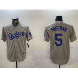 Men's Los Angeles Dodgers #5 Freddie Freeman Grey Cool Base Jersey