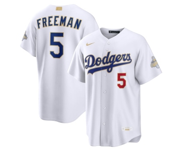 Men's Los Angeles Dodgers #5 Freddie Freeman Nike White 2026 Gold Collection Stadium Jersey