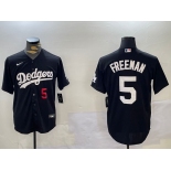 Men's Los Angeles Dodgers #5 Freddie Freeman Number Black Cool Base Jersey