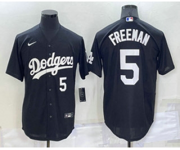 Men's Los Angeles Dodgers #5 Freddie Freeman Number Black Turn Back The Clock Stitched Cool Base Jersey