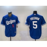 Men's Los Angeles Dodgers #5 Freddie Freeman Number Blue Cool Base Jersey
