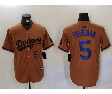 Men's Los Angeles Dodgers #5 Freddie Freeman Number Olive Cool Base Limited Stitched Jerseys