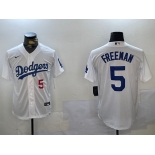 Men's Los Angeles Dodgers #5 Freddie Freeman Number White Cool Base Jersey