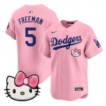 Men's Los Angeles Dodgers #5 Freddie Freeman Pink 2025 Hello Kitty Vapor Limited Stitched Baseball Jersey