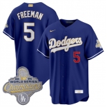Men's Los Angeles Dodgers #5 Freddie Freeman Royal 2026 Alternate Gold Collection Stadium Stitched Baseball Jersey