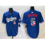 Men's Los Angeles Dodgers #5 Freddie Freeman Royal 250 Fourth of July Stitched Baseball Jersey Men's Los Angeles Dodgers #5 Freddie Freeman Royal 250 Fourth of July Stitched Baseball Jersey