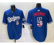 Men's Los Angeles Dodgers #5 Freddie Freeman Royal 250 Fourth of July Stitched Baseball Jersey Men's Los Angeles Dodgers #5 Freddie Freeman Royal 250 Fourth of July Stitched Baseball Jersey