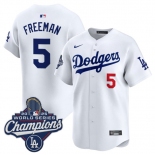 Men's Los Angeles Dodgers #5 Freddie Freeman White 2025 Champions Stitched Baseball Jersey Men's Los Angeles Dodgers #5 Freddie Freeman White 2025 Champions Stitched Baseball Jersey