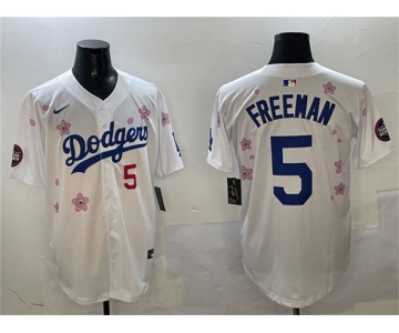 Men's Los Angeles Dodgers #5 Freddie Freeman White 2025 Tokyo Series Limited Stitched Baseball Jersey