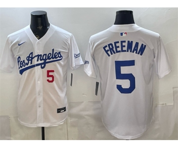 Men's Los Angeles Dodgers #5 Freddie Freeman White Alternate Stadium Stitched Baseball Jersey