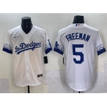 Men's Los Angeles Dodgers #5 Freddie Freeman White City Connect Cool Base Stitched Jersey