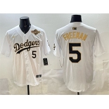 Men's Los Angeles Dodgers #5 Freddie Freeman White Gold 2025 World Series Limited Stitched Baseball Jersey Men's Los Angeles Dodgers #5 Freddie Freeman White Gold 2025 World Series Limited Stitched Baseball Jersey