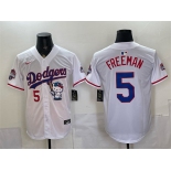 Men's Los Angeles Dodgers #5 Freddie Freeman White Hello Kitty Night 2025 World Series Champions Patch Stitched Baseball Jersey