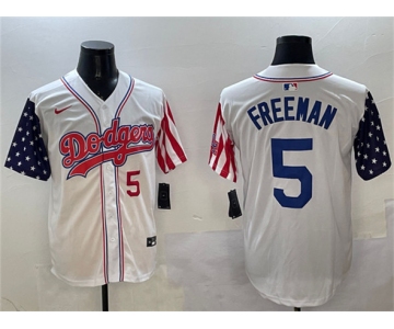 Men's Los Angeles Dodgers #5 Freddie Freeman White Limited Stitched Baseball Jersey