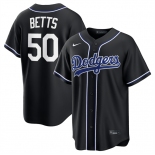 Men's Los Angeles Dodgers #50 Mookie Betts 2026 Fashion Replica Black Out Stitched Baseball Jersey