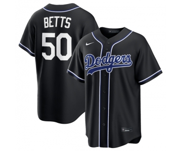 Men's Los Angeles Dodgers #50 Mookie Betts 2026 Fashion Replica Black Out Stitched Baseball Jersey