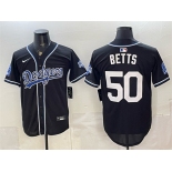 Men's Los Angeles Dodgers #50 Mookie Betts B2B Champs 2026 Black Out Style Vapor Limited Stitched Baseball Jersey