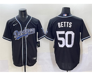 Men's Los Angeles Dodgers #50 Mookie Betts Black Fashion Stitched Baseball Jersey