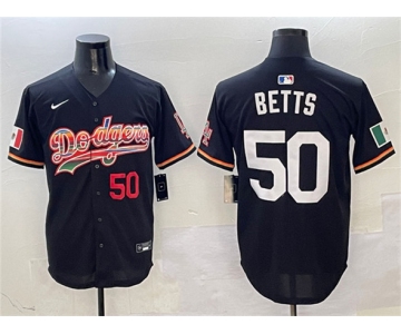 Men's Los Angeles Dodgers #50 Mookie Betts Black Mexico Limited Stitched Baseball Jersey
