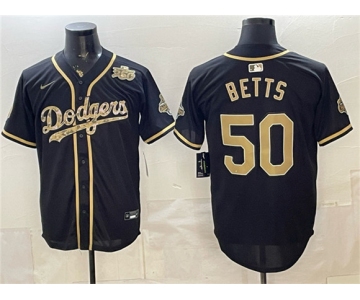 Men's Los Angeles Dodgers #50 Mookie Betts Black Military Appreciation Game Day Stitched Baseball Jersey