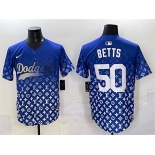 Men's Los Angeles Dodgers #50 Mookie Betts Blue Limited Stitched Baseball Jersey